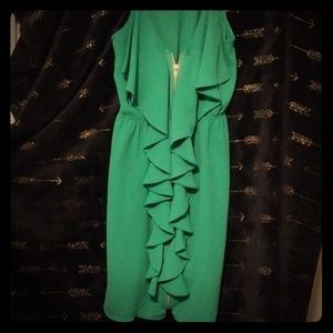 Zip Up Flowing Elastic Waistline Dress